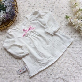 Áo thun cotton ren cổ nơ